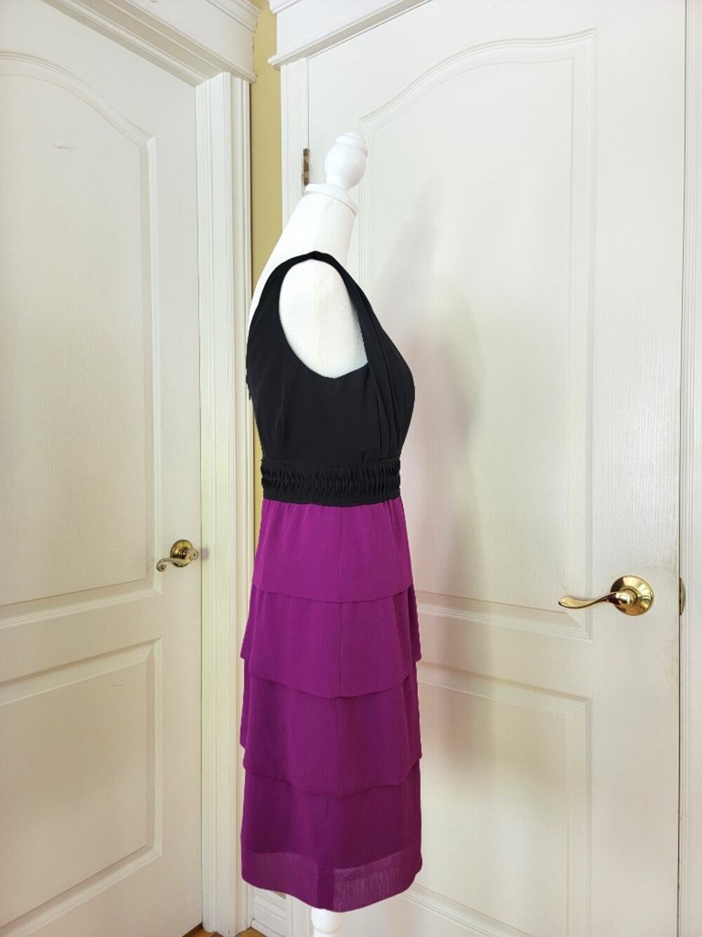 MAXANDCLEO BLACK / FUCHSIA RUFFLE DRESS - Picture 5 of 13